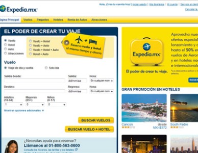 Expedia presenta sitio exclusivo para el mercado de viajes en México