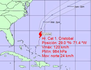 El huracán Cristóbal se aleja del Caribe 