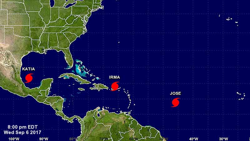  Las tormentas José y Katia se suman a Irma como huracanes en el Atlántico