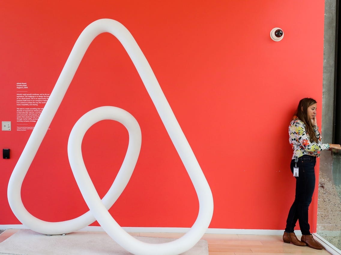 Airbnb wall and woman