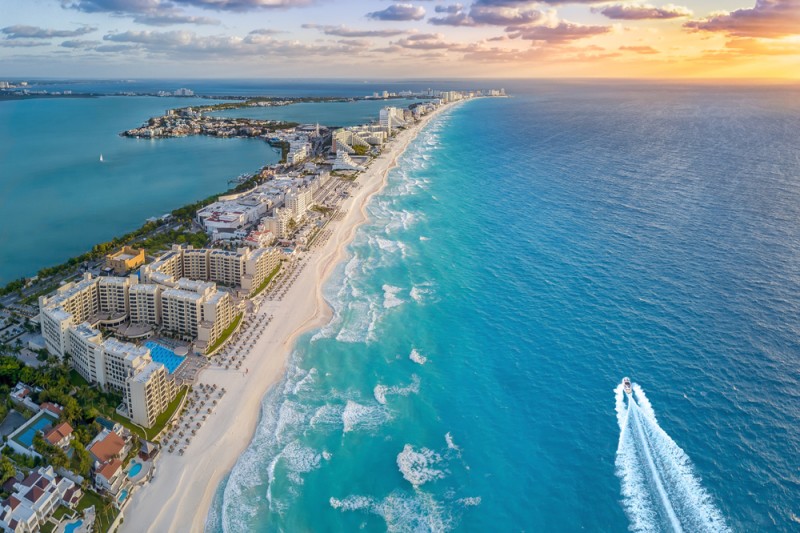 Cancún visto desde aire