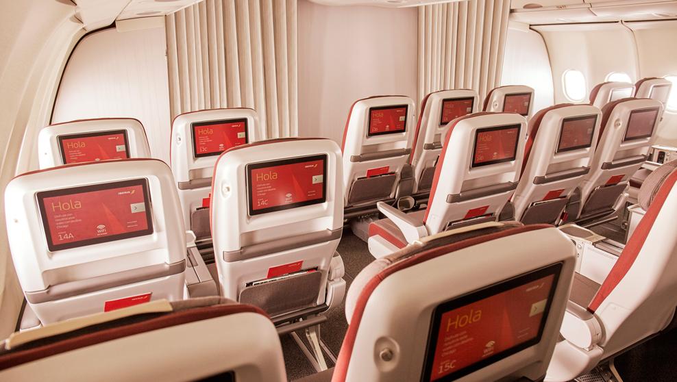 asientos en un avión de Iberia