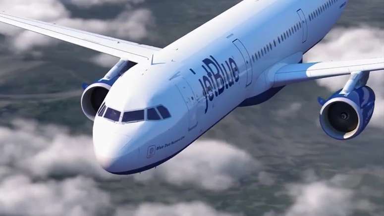 avión de JetBlue en el aire