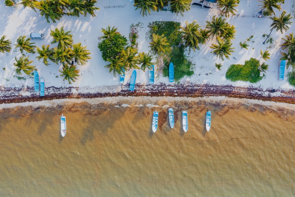 playa de Quintana Roo vista desde el aire