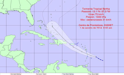 El ciclón tropical Bertha amenaza el Caribe