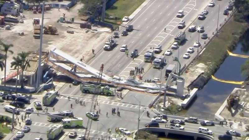 Derrumbe de puente deja seis muertos en Miami