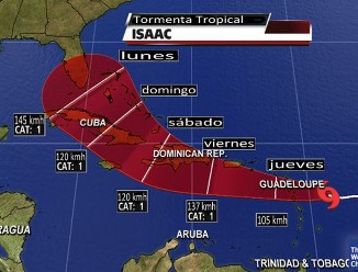 Ciclón tropical Isaac pone en alerta a República Dominicana, Haití y Cuba